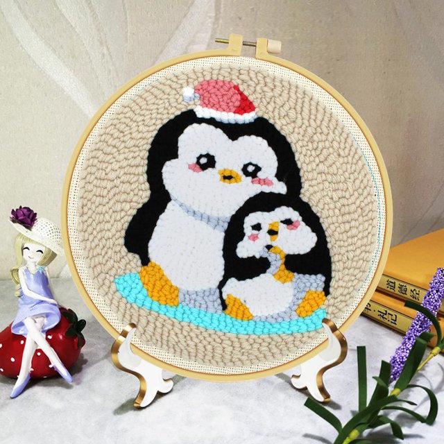 Kit de punto de cruz de pingüino bordado con hilos de gancho para herramienta de costura para principiantes Likrtyny decoración de arte