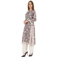 thumbnail image 3 of Moomaya Indian Rayon Kurta For Women Printed A-Line Kurti Lace Designer Ethnic Wear Shirt, 3 of 7