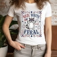 thumbnail image 3 of Cute Red White and Feral Raccoon T-Shirt, Funny Patriotic Animal Tee, ColumbiaBlue, L, 3 of 6
