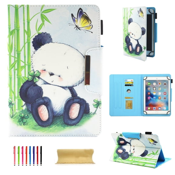 Allytech Universal Case for 6-7 Inch Tablet, PU Leather Smart Book Style Stand Protective Case with Card Slots Magnetic Closure Protector for All 6-7 Inch Tablet, Panda