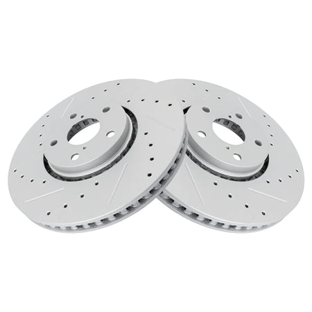 TRQ Front Performance Brake Rotors Set Premium G-Coated Fits Select 2007-2011 Lexus GS350 2006-2007 GS430 GS450h 2008-2011 GS460 2016-2017 IS200t 2018-2019 IS300 2006-2019 IS350