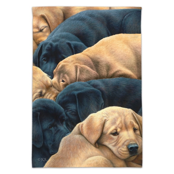 Labrador Retriever Puppies Sleeping Litter Garden Yard Flag
