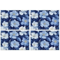 Pioneer Flower Floral Print Pattern Summer Placemats Table Placemats Set Of 4-Linen Kitchen Washable Placemats Table Mats 12x18 Inch Non-Slip Heat Resistant