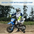 thumbnail image 2 of 12V Kids Motorcycle w/Treaded Tires, 3.1mph Top Speed, Kids Motorcycle w/Training Wheels, Music, Bluetooth, Spring Suspension, Blue, 2 of 7
