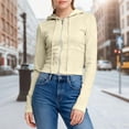 thumbnail image 2 of HNMKIU Zip Up Hoodie Women's Slim Fit Casual Cropped Jacket Hooded Sweatshirt for Stylish and Comfortable Everyday Outerwear Yellow,S, 2 of 9