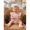 thumbnail image 5 of Cenuakty Baby Girls Birthday Romper Cute Goose/Elephant Embroidery Flutter Sleeves Jumpsuit and Headband Set Fashion Clothes, 5 of 9