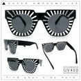 thumbnail image 2 of Womens Art Nouveau Deco Thick Plastic Horn Rectangle Sunglasses All Black, 2 of 8