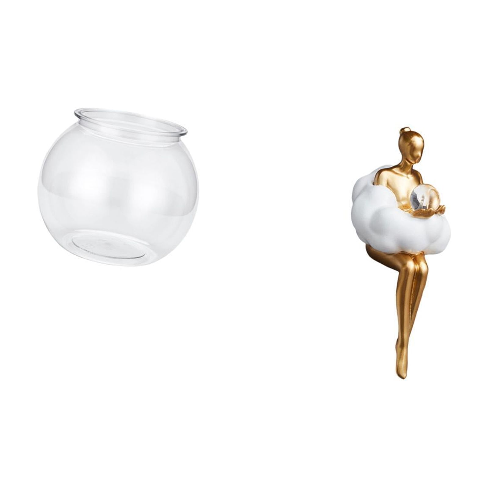 Desktop Aquarium Tank Transparent Fish Bowl Vase Resin Material Art Statue Figurine Suitable for Desk Bookshelf Display