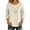 Beige, variant on Giftesty Women Boho Floral Embroidered Cotton Linen Blouse, Round Neck 3/4 Elastic Puff Sleeve Loose Casual Solid Top