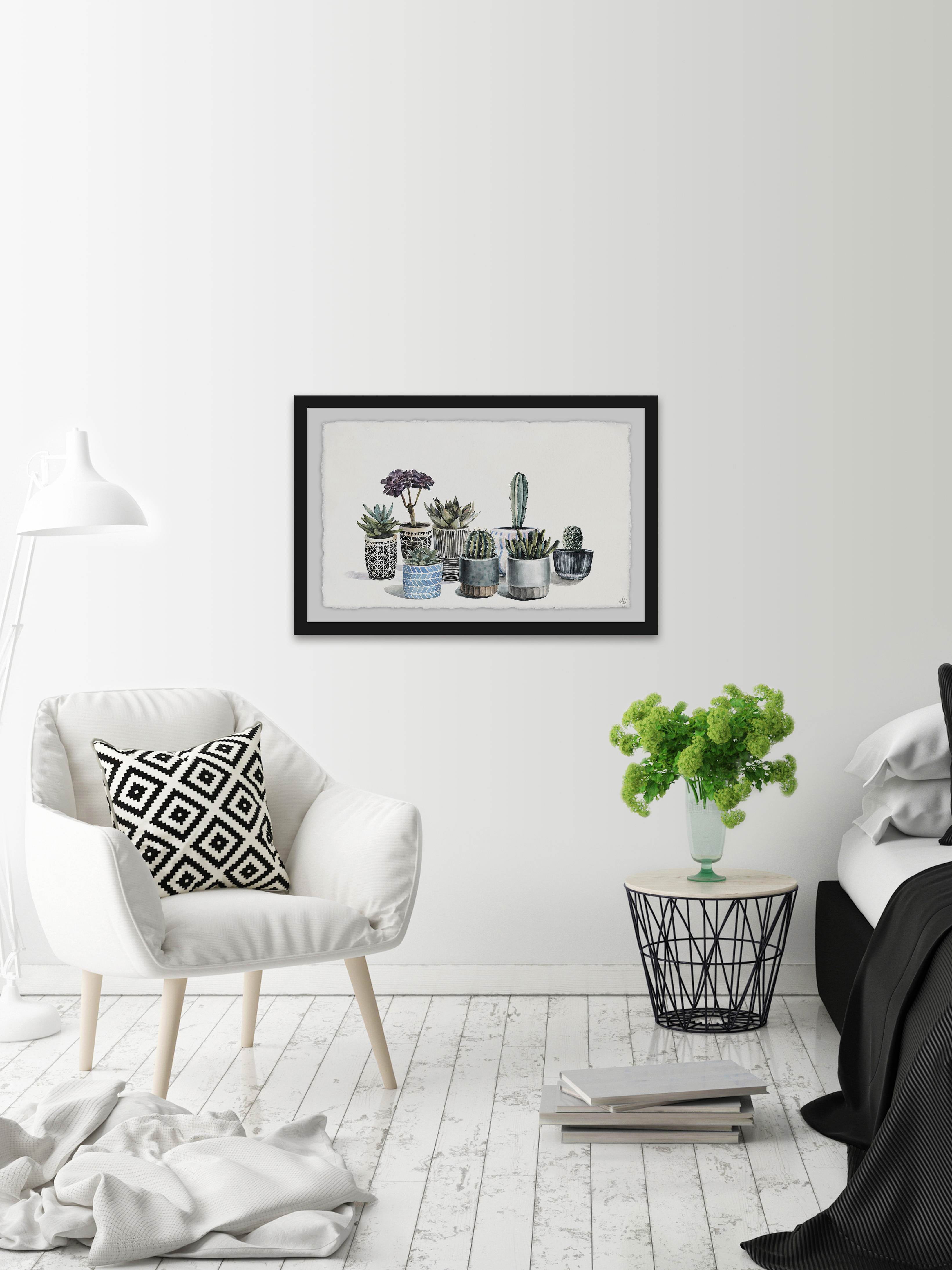 Garden Of Succulents Framed Painting Art Print, 45.00" x 1.50"