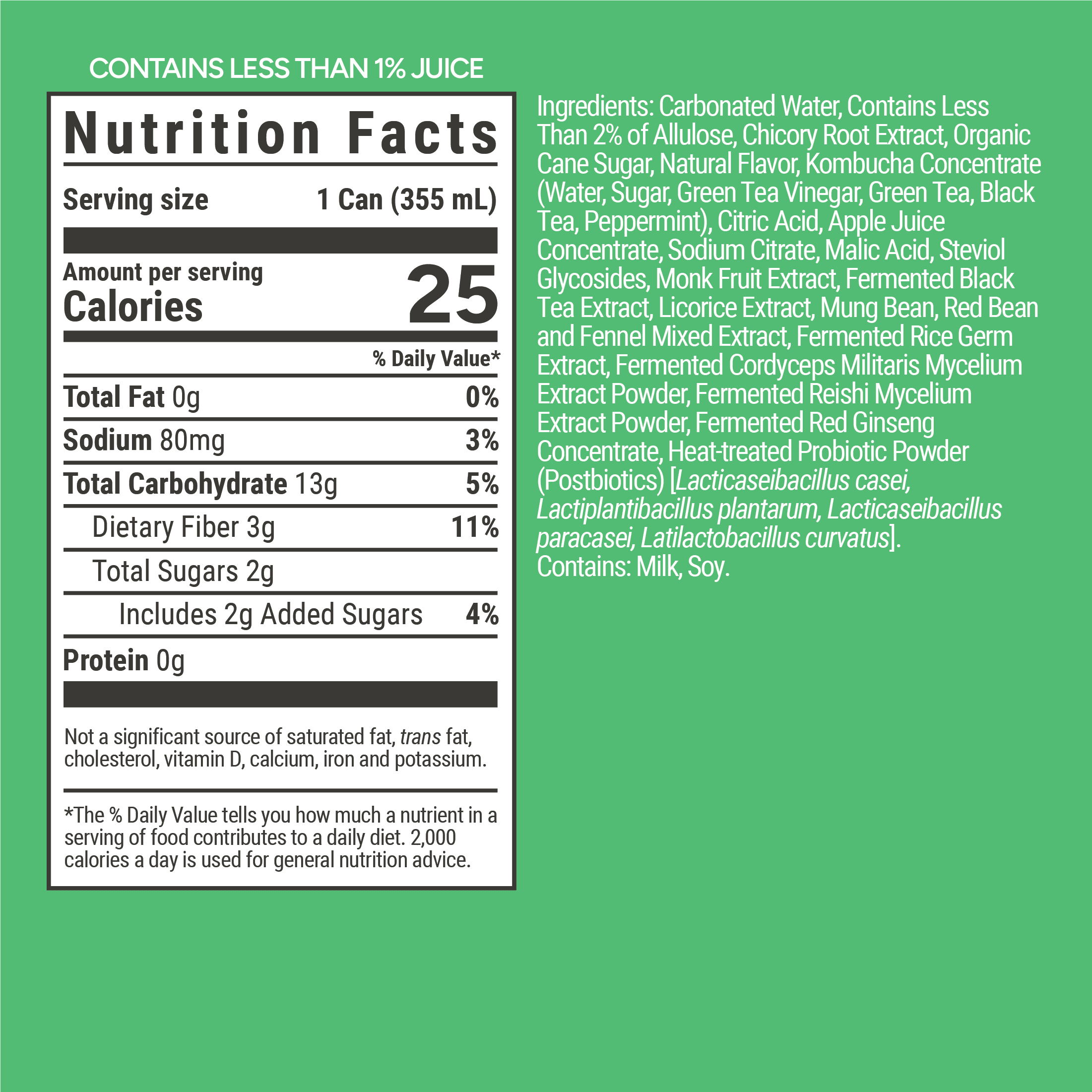 ARIH Dual Biotic Soda, Functional Prebiotic and Postbiotic Soda, Low Sugar, Apple Flare, 12 fl oz
