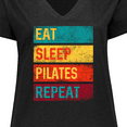 thumbnail image 4 of Inktastic Fitness Eat Sleep Pilates Repeat Women's Plus Size V-Neck T-Shirt, 4 of 5