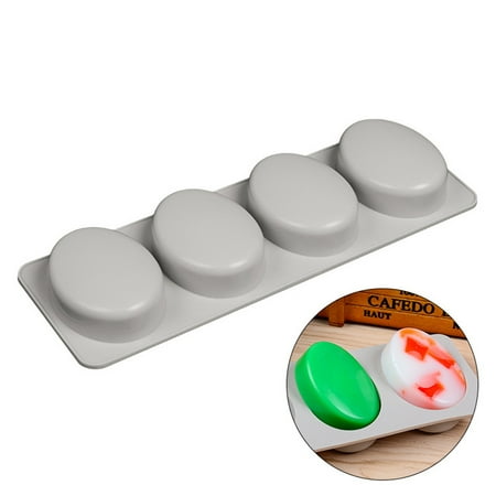

Cake Mould DIY 4 Grid Silicone Soap Mold Handmade Soap Making Oval Moulds Tool