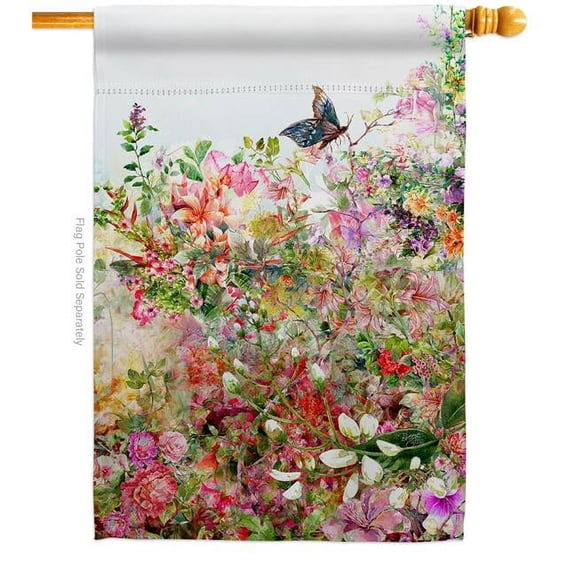 Breeze Decor H104131-BO Flower Floral Double-Sided Garden Decorative House Flag, Multi Color