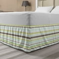 thumbnail image 1 of Green and Brown Bed Skirt, Geometrical Half Circles Lines Curves Floral Design, Elastic Bedskirt Dust Ruffle Wrap Around for Bedding Decor, 4 Sizes, Yellow Green Mint Green, by Ambesonne, 1 of 2