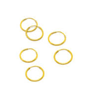 E'ARRS Sterling Silver Earrings | 12mm Mini Hoops | 22k Gold Plated | 3 Pairs (BE3P12GP)