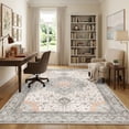thumbnail image 4 of Janvonne Bohemian Grey-brown Area Rug, Washable Non-Slip Boho Carpet, Vintage Distressed Oriental Rug for Living Room Bedroom, 5'x7', 4 of 5