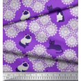 thumbnail image 2 of Soimoi Polyester Crepe Fabric Floral & Cat Animal Print Fabric by The Yard 52 Inch Wide, 2 of 3
