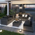 thumbnail image 5 of Aoxun 10 Piece Patio Furniture Set Wicker Rattan Patio Conversation Set Outdoor Sectional Sofa Set with Coffee Table and 4” Thickened Cushions, Black(Waterproof Cover Included), 5 of 7