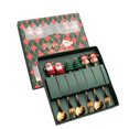thumbnail image 1 of Juego de cubiertos navideños Gardenne, cucharas y tenedores navideños, vajilla navideña, cabezal de acero inoxidable de superficie lisa, cubiertos decorativos navideños (20 piezas), 1 of 7