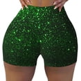 thumbnail image 2 of Balery Green Sparkling Printed Workout Shorts for Women Seamless Scrunch Short Gym Yoga Running Sport Active Exercise Fitness Shorts-Large, 2 of 8