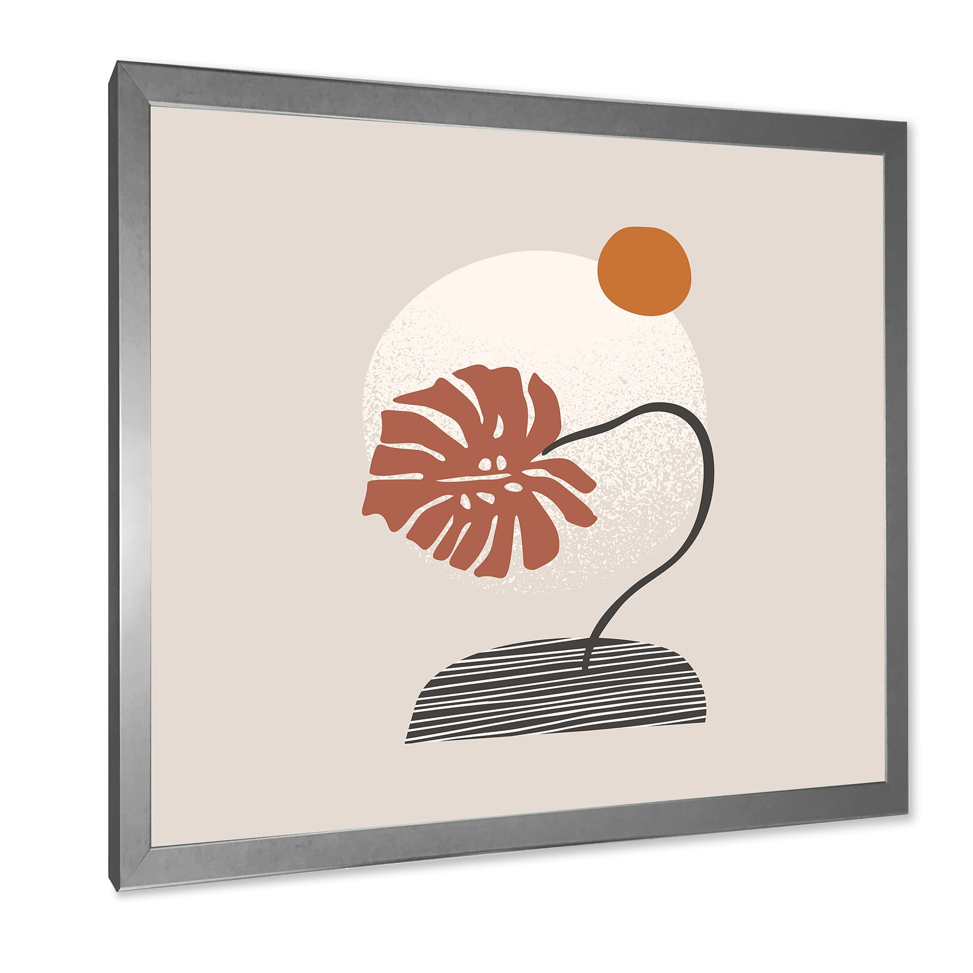 Designart 'Abstract Geometry Shapes and Tropical Palm Leaf III' Modern Framed Art Print