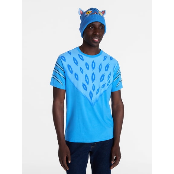 K Pop Demon Hunters Derpy Men’s Cosplay Graphic Tee and Beanie Set, 2 Piece, Sizes XS-3XL