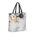 thumbnail image 2 of Naloa Pumpkin And White Marble Tote Bag for Women, Foldable Tote Bag With Zipper, Large Shoulder Bag, Top Handle Handbag for Travel, Work, Shopping, 2 of 9