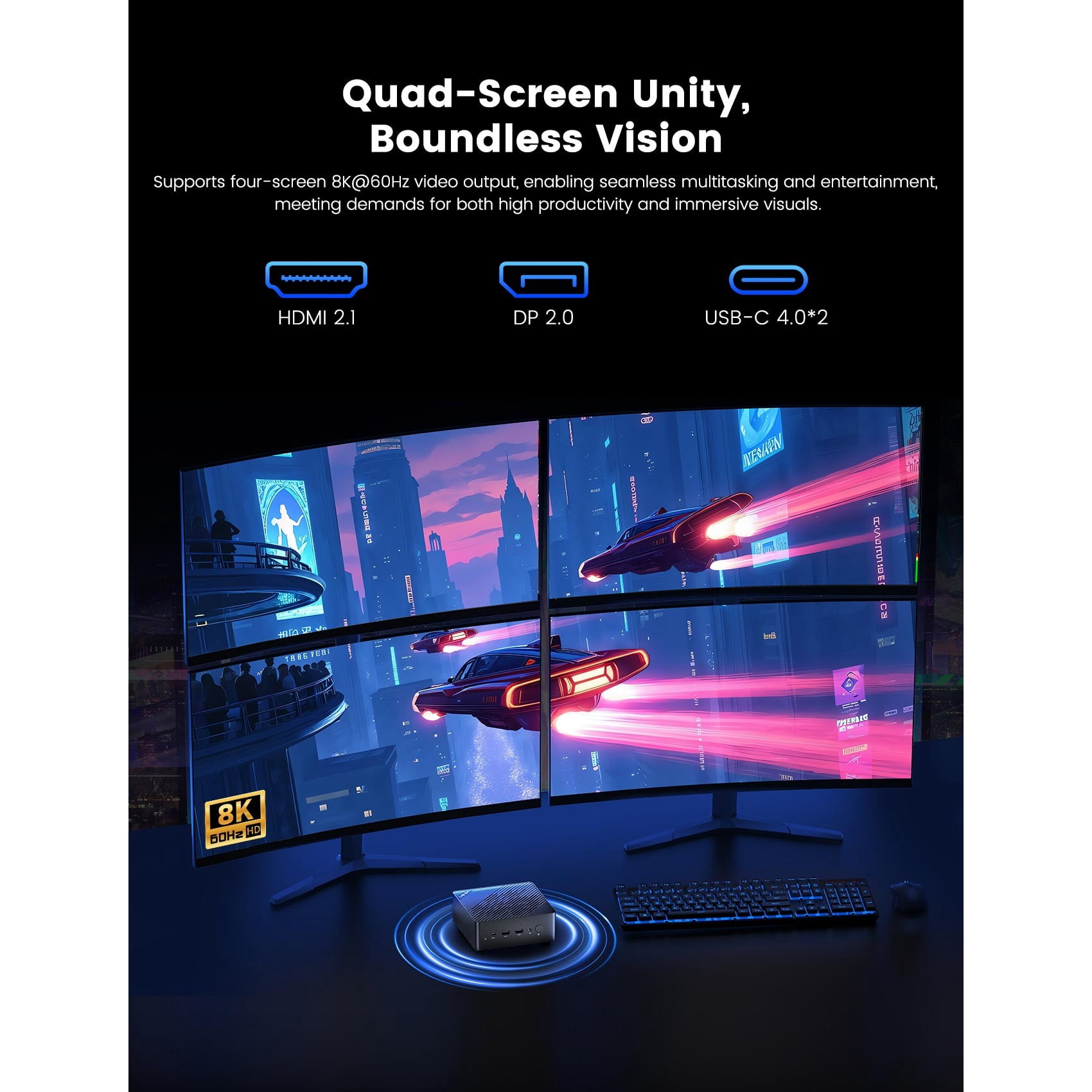 Mini PC – AMD Ryzen™ AI 9 365, 32GB DDR5, 1TB NVMe SSD, 8K@60Hz Display Support, Wi-Fi 6E, Dual-Fan Cooling, Pre-Installed Windows 11 Pro MINIX Elite ER936-AI