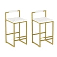 thumbnail image 6 of Hassch Set of 2 Upholstered Velvet Counter Height Bar Stools, Armless Design with Soft Cushioned Seat and Reinforced Metal Base, 220lb Capacity (White+Gold), 6 of 8