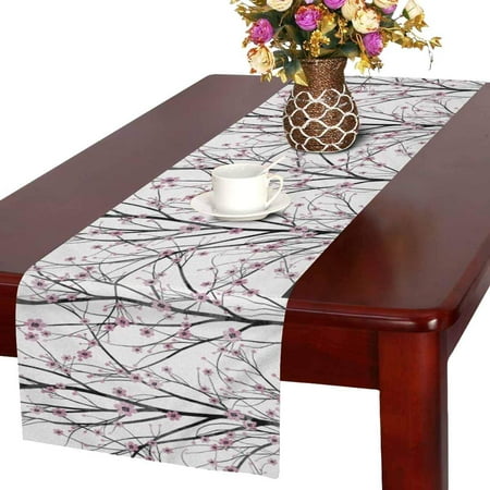 

MKHERT Spring Pink Cherry Tree Blossom Table Runner Home Decor for Home Kitchen Dining Wedding Party 16x72 Inch