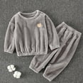 thumbnail image 2 of Gibobby Conjunto de pantalón para bebé Niños pequeños niñas invierno manga larga dibujos animados estampados franela polar camisa Tops pantalones trajes(Gris, 2-3 Años), 2 of 4
