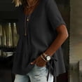 thumbnail image 6 of Zedker Womens Puff Sleeve Babydoll Tops Summer Flowy Pleated Cotton T-Shirts Casual Loose Fit Cute Blouse Black L, 6 of 9