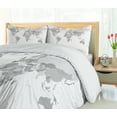thumbnail image 5 of Ambesonne Grey Duvet Cover Sets, World Map Continents Earth, 2-Queen, White Grey, 5 of 7