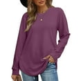 thumbnail image 4 of DondPO Womens Tunic Tops，Womens Sweatshirt Crewneck Long Sleeve Shirts High Low Tops Curved Hem Women Sweatshirts No Hood，Womens Fall Tops，Tops for Women Trendy Purple M, 4 of 4
