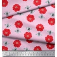 thumbnail image 2 of Soimoi Tissu en Poly Georgette à Imprimé Floral et d'Insectes Abeilles, Tissu au Mètre, 42 Pouces de Large, 2 of 3