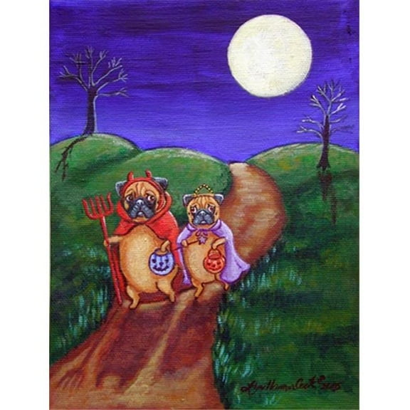 28 x 40 In. Trick Or Treat Halloween Pug Flag Canvas, House Size