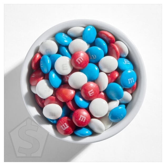 M&M's Milk Chocolate Red, White, and Blue Whole Topping 25 lb.