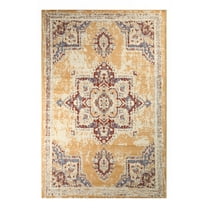 Furnish My Place Indoor Distressed Bohemian Rug with Jute Backing - 5 ft. x 8 ft., Ivory, Persian, Area Rug for Living Room, Bedroom, Hallway