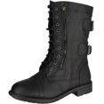 thumbnail image 1 of TOP Moda Womenâ€™S Pack-72 Military Lace Up Combat Boot,Black,10, 1 of 4