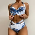 thumbnail image 2 of JDEFEG Sunflower Bathing Suit Top Plus Size Print High Wrap Front Halter Waist Color Swimsuit Women Up Crop Water Tops+Shorts Swimwear Push Bikini Plus Size Retro Swimsuits for Women Blue Xxl, 2 of 6