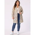 thumbnail image 3 of DARING DIVA Plus Size Open Front Knit Fabric Floral Outerwear Cardigan 1X Beige, 3 of 6