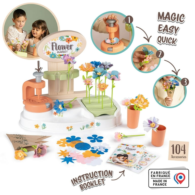 SMOBY: Flower Market - Kids DIY 100 Piece Set, Build Your Own Fabric Flower  Bouquets, Arts & Crafts For Ages 3+