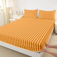 thumbnail image 5 of Castle Fairy Minimalism Vertical Strip Queen Sheets 4 Pieces,Abstract Linear Pattern Queen Sheet Sets,Mustard Yellow Rust Red,1 Flat Sheet, 1 Fitted Sheet and 2 Pillowcases, 5 of 7