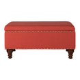 thumbnail image 1 of HomePop Rectangle Traditional Fabric Storage Bench with Nailhead Trim, Red (Set of 1), 1 of 9