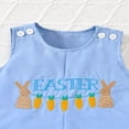 thumbnail image 3 of ZEHJUHAN Easter Baby Boy Sleeveless Cartoon Bunny & Letter Embroidered Bodysuit Cute Spring Summer Outfit Blue，0-3M, 3 of 7