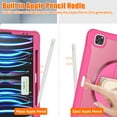 thumbnail image 5 of Dteck Case for iPad Pro 12.9-inch 3rd/4th/5th/6th Generation (2018/2020/2021/2022),Military Grade Shockproof Silicone Cover 360° Rotatable Stand- Shoulder Strap- Handle- Pencil Holder,Rose, 5 of 8