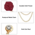 thumbnail image 3 of Uxcell Bridegroom Brooches Rose Flower, Cloth Lapel Pin Handmade with Fashion Gold Trim/Chain, Burgundy 2 Pcs, 3 of 6