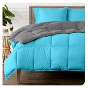 TiaGOC Queen Comforter - Reversible Colors - Goose Down Alternative - Ultra-Soft - Premium 1800 Series - All Season Warmth - Bedding Comforter (Queen, Grey/Aqua)