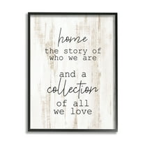 Stupell Industries Story Of Who We Are Uplifting Loving Home Quote Graphic Art Black Framed Art Print Wall Art, Design by Kim Allen